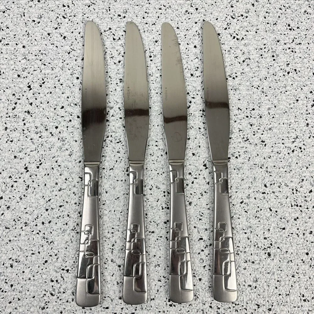 Oneida QUADRATIC Lot of 4 Table‎ Knives Replacements Stainless Steel Flatware
